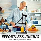 Zulay Extra Tall Citrus Press Manual Juicer - Manual Orange Juice Squeezer, Fits Tumblers, Tall Glasses and Cups - Fruit Press & Juice Press, Juice Presser Machine & Citrus Juicer Manual