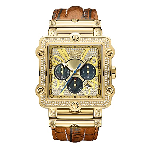 JBW Men's Luxury Phantom 1.00 ctw Diamond Chronograph Wrist Watch with Leather Band