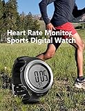 EZON Heart Rate Monitor and Chest Strap, Exercise Heart Rate Monitor, Sports Watch with HRM, Waterproof, Stopwatch, Hourly Chime T007