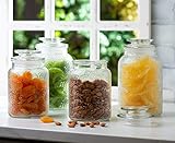 4pc Vintage Glass Canister Set with Airtight Lids - For Kitchen Food Storage and Organization