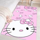 SOFPRO Pink Washable Runner Rug 2' 8" x 5' 3" Cute Cartoon Kitten Face Pattern Non-Slip Area Rugs Kawaii Carpet Home Decor Carpet for Living Room Bedroom Entryway Rug