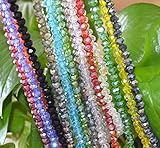 Catotrem Faceted Glass Crystal Beads Strands Briolette Rondelle Crystal Beads Spacer for Jewelry Making 15 Colors 1350pcs 6MM