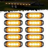 Partsam 10Pcs 3.4 inch Aluminum Housing Amber LED Clearance Side Marker Lights, Surface Mount Marker Lights for Trailer Pickup Truck Tractor Van RV Camper Motorhome,IP67 Waterproof
