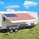 Leaveshade RV Awning Fabric Replacement Camper Trailer Awning Fabric Super Heavy Vinyl Coated Polyester 19'3''(Fit for 20' Awning)-USA Flag (Custom Looking)