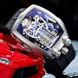 FEICE Watches for Men Automatic Skeleton Watch Waterproof Mineral Glass Japanese Movement Supercar Wristwatch Anti Shock Business Tourbillon FM666 (Black)