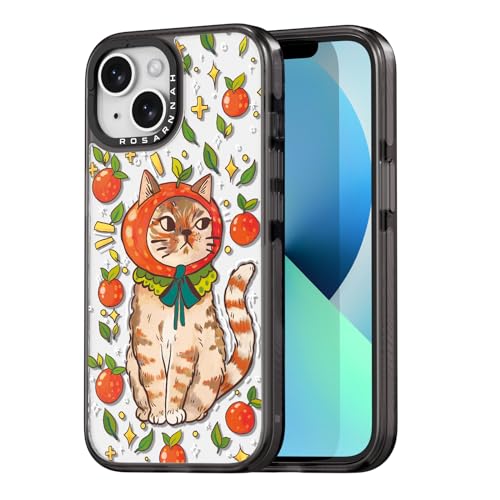 Rosarnnah Compatible for iPhone 13 Case Cute Aesthetic - Durable Shockproof 6.6 ft Drop Impact Phone Case Cover with Funny Fashion Kitty Cat 6.1" Black