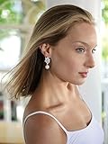 Mariell Ivory Pearl Drop Bridal Earrings with Cubic Zirconia Crystals, Large Size Dramatic Statement Earring, Bridal Jewelry for Wedding, Mother of the Bride