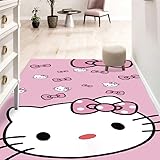 SOFPRO Pink Washable Runner Rug 2' 8" x 5' 3" Cute Cartoon Kitten Face Pattern Non-Slip Area Rugs Kawaii Carpet Home Decor Carpet for Living Room Bedroom Entryway Rug