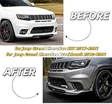 Front Lip with Side Winglets Glossy Black 5Pcs for Jeep Grand Cherokee SRT 2017-2021/Trackhawk 2018-2021 V4 Style Front Bumper Lip Splitter Spoiler