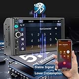 7 Double Din Touch Screen Car Radio with Apple CarPlay,7 Inch Bluetooth Car Stereo with Backup Camera, FM Steering Wheel Controls,Mirror Link Navigation,USB/TF/Subwoorf/240 watts