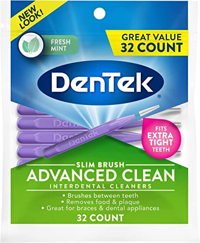 Dentek Slim Brush 32 Count Deep Clean Tight Teeth (6 Pack)