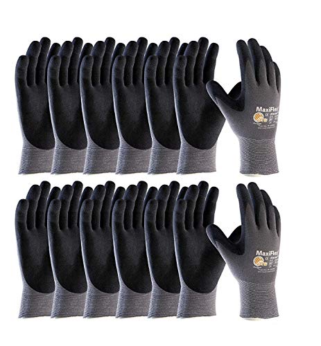 MaxiFlex PIP 34-874/L Maxi Flex Ultimate 34874 Foam Nitrile Palm Coated Gloves, Gray, Large (Pack of 12)