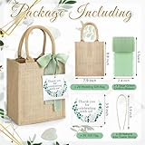 GliCraft 20 Pack Burlap Tote Bags with Handles Reusable Jute Gift Bags Thank You Gift Tags Chiffon Silk Ribbons for Wedding Invitations Parties and Baby Showers Bridesmaid(Sage Green)