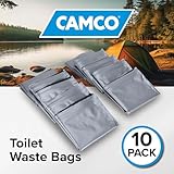 Camco 41548 10 Pack of Leak Proof Double Lined Camping Toilet Waste Bags, Black