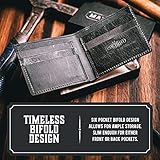 Main Street Forge Bifold Leather Wallet For Men | Made in USA | Mens Bifold Wallets | American Made | Tobacco Snakebite Brown