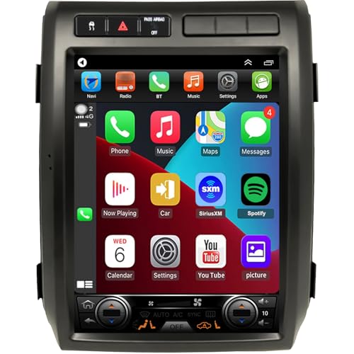 for Ford F150 Radio Upgrade 2009 2010 2011 2012, 8core CPU Stereo System,12.1inch Touch Screen,Carplay and Android Auto,Free Camera (Only fit Manual AC!)
