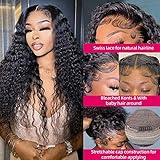 Daules 5x5 Deep Wave Lace Closure Wigs 5x5 HD Lace Closure Wigs Human Hair for Women 5x5 Transparent Lace Front Wigs Pre Plucked with Baby Hair Super Soft Free Part 180 Density Natural Black 28 inch