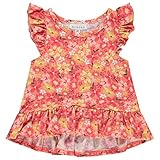 BTween 4-Pack Girls' Tops, Tees & Blouses - Short Sleeve Tshirts, Ruffle Top, Off Shoulder Shirt, Floral/Tie Dye/Butterfly/7-8