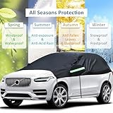 Universal SUV Half Car Cover Waterproof All Weather, Hail Protector Car Body Covers Outdoor Indoor for All Season Windproof Dustproof UV Resistant Snowproof Protect Your Windshield and Roof