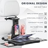 Car Back Seat Tray Table, Stable Foldable Auto Backseat Food Trays Desk for Rear Passenger Road Trip Eating & Work, Multifunctional Adjustable Travel Tray with Phone Drink Holder for Laptop iPad