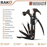 RAK Hammer Multitool BirthdayGifts for Men - Cool Unique Gifts For Men Who Have Everything - Compact DIY Survival Multi Tool - Backpacking & Camping Accessories - Gadget Gifts