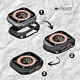 Elkson Made for Apple Watch Ultra 2 1 Bumper Case Screen Protector Kit 49mm Quattro Max Series Rugged, Military-Grade Durable Flexible Shockproof Protective Cover w/Tempered Glass for iWatch, Black