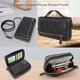 Harryshell Compatible with Samsung Galaxy S25 Ultra Case Wallet Multi Zipper Detachable Removable Cover Purse with Card Slots Holder Mirror Crossbody Wrist Strap for 6.9 inch (Black)