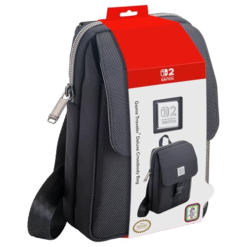RDS - Licensed Nintendo Switch 2, Nintendo Switch OLED, & Nintendo Switch Traveler Deluxe Vertical Crossbody Bag – Holds Nintendo System and Accessories