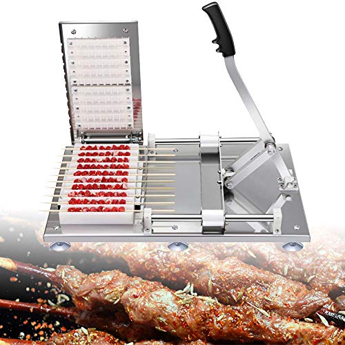 FlyHero Manual Mutton Kebab Machine BBQ Bamboo Meat Skewer Doner Kebab 10 Strings Meat Making Machine Home BBQ Parties Barbecue Helper