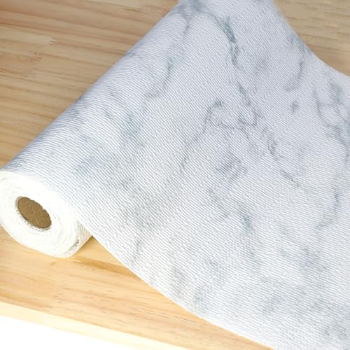 Shelf Liners Non-Adhesive 18 Inch Wide X 20 Ft Drawer Liner Non Slip Waterproof Cabinet Liners Washable Marble Pattern Printed Drawer Mats for Kitchen Cupboard Bathroom Shelves Closet Refrigerator