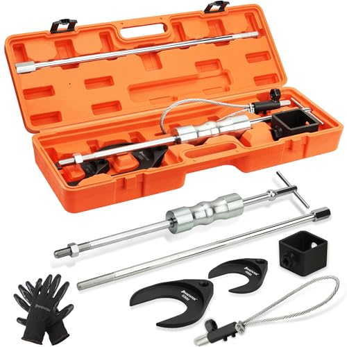 limontek Inner CV Axle Puller Tool with Slide Hammer, 63mm and 48mm CV Joint Fork Adapters, Front Wheel Drive Axle Puller Attachment CV Axle Removal Tool (8pcs Set with Carrying Box)