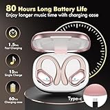 Wireless Earbuds Bluetooth Headphones 80hrs Playback Ear Buds Power Display with Noise Canceling Mic with Earhooks for Sports/Workout/Running