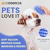 Dog Grooming Bath Brush, Pet Rubber Brush For Shower Scrubbing & Soothing Massage, Ideal for Long & Short Haired Dogs and Cats, Essential Puppy Grooming Accessories, 2 PACK [We Love Doodles]