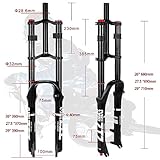 B Bolany Bike Suspension Fork 26/27.5/29" for Mountain Bike DH Air Double Shoulder Downhill Rappelling Shock Absorber Straight Tube Ultralight Bicycle Shock Absorber Rebound Adjust