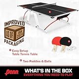 Penn Easy Setup Full Size Table Tennis Table – 100% Preassembled – Sets up in Under 5 Minutes – Play Anywhere – Compact Storage – Ping Pong Table with 2 Paddles and 2 Balls