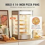 VEVOR Commercial Food Warmer Display for 14" Pizza, 4-Tier Pizza Warmer with Rotary Steam Heating, 86℉~185℉ Temperature Control and Temp Display, 25W Oven Light + Top LED for Pizza Shop, Restaurant