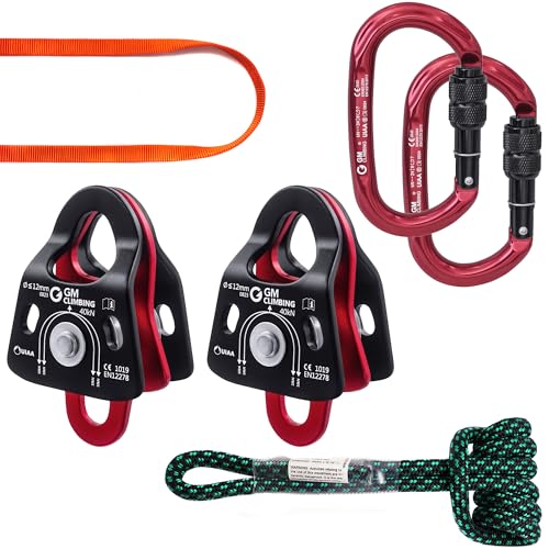 GM CLIMBING Hardware Kit for 5:1 Mechanical Advantage Pulley Hauling Dragging System Block and Tackle (Orange Sling)