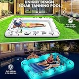 DeeprBetter Inflatable Tanning Pool Lounger Float for Adults,80" x 54" Solar Inflatable Suntan Tub Sunbathing Pool Lounger Raft Floatie with Lights,Personal Blow Up Tanning Pool Bed for Backyard Party