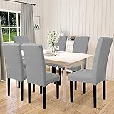 Easy-Going 100% Waterproof Dining Room Chair Cover Set of 6, Stretch Jacquard Parson Chair Slipcover Removable Washable Chair Protector for Home, Restaurant, Banquet (Large, Light Gray)