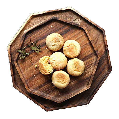 Set of 2 Acacia Wood Charcuterie Boards Round Wooden Serving Tray Fruit Platter Decor Trays Serving Ware Food Dish Serving Platters Cheese Board Square Party Trays Charger Plate Hosting Essentials