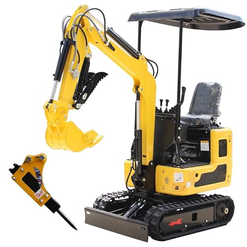 MACHPRO Mini Excavator Hydraulic Thumb Track 13.5HP B&S Engine+Crushing hammer Construction Machinery Backhoe Excavators for Garden Micro Household Farm Excavating Machine