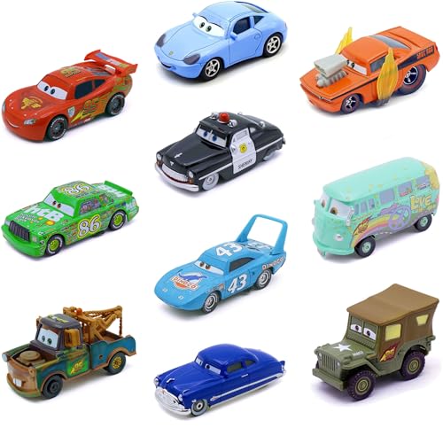 HLNLSU Movie Character McQueen 1:55 Scale Metal Die-Cast Mini Racers Vehicles Set,10 Pack