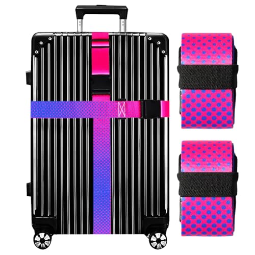 Gowraps Luggage Straps for Suitcases TSA Approved-2 Pack Bright Personalized Luggage Belt Strap for Suitcase/Carry On Bag Luggage Accessories for Travel (Gradient)