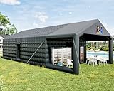 Albott 39x20x14 FT Large Black Inflatable Nightclub Tent for Adults with Pavilion Rest Area, Black Inflatable Night Club Gazebo with Dual Side Doors & Logo Area for Wedding, Birthday, Backyard Events