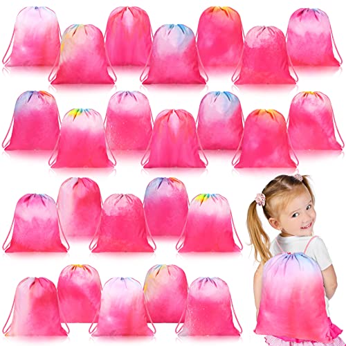 Shappy 24 Pack Drawstring Party Favors Bags Cartoon Animal Candy Goodie for Boys Birthday Kids Gift Return Girls Supplies(Pink Tie Dye)
