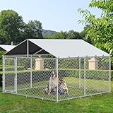 YITAHOME 10'x10' Outdoor Dog Kennel with Metal Dog Gate, Outdoor Dog Kennel with Roof, Heavy Duty Dog Kennel for Outdoor Backyard Farm Use