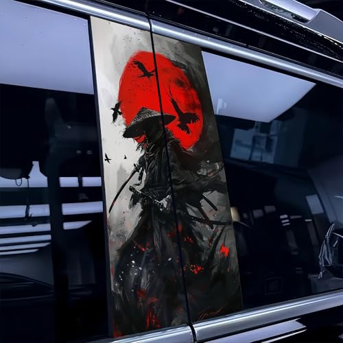 Samurai-Inspired Vinyl Car Decals, Car Decals Stickers for Outside of Car, B-Pillar Decals for Cars, Self-Adhesive, Scratch-Resistant, Sun-Protective, Waterproof (007)