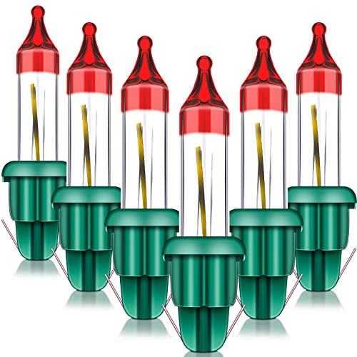 WILLBOND 6 Pcs Christmas Flasher Replacement Mini Bulbs 3.5 V/ 0.17 a Incandescent Flash String Light Replacement Flash Bulbs Clear Light with Base for Christmas(Green)