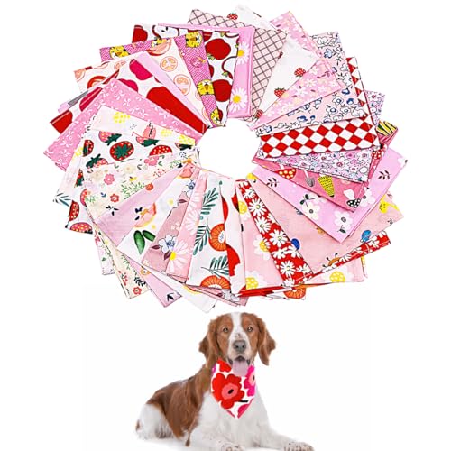 PET SHOW 50pcs Bulk Girl Small Dog Bandanas Female Cat Puppies Bibs Washable Cotton Triangle Head Scarfs Wholesale Medium Dogs Bandana Photo Prop Grooming Accessories