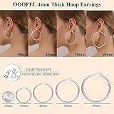 4mm Thick Silver Chunky Earrings Steling Post Hoops For Women Hollow Tube Hypoallergenic Lightweight Hoop Large 20/30/40/50/60MM